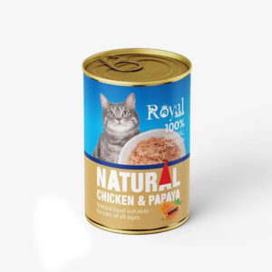 کنسرو نچرال گربه رویال کوکو با طعم مرغ و پاپایا Royal coco وزن ۳۸۰ گرم