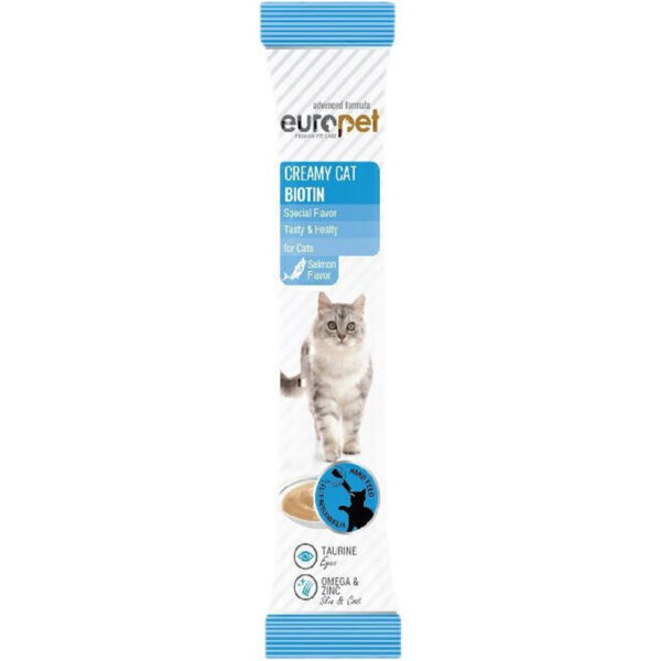 بستنی گربه یوروپت ماهی سالمون Europet Creamy Cat Treat With Salmon وزن 15 گرم - Image 1