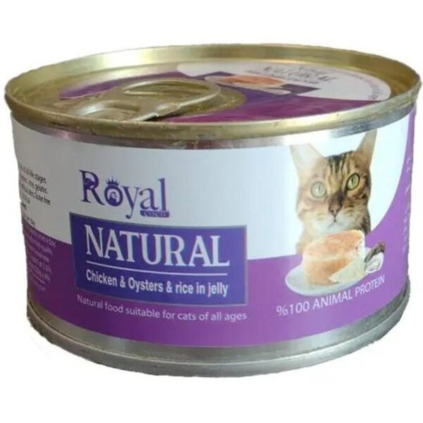 كنسرو نچرال گربه طعم مرغ و صدف و برنج در ژله 220 گرمي Royal coco - Image 1