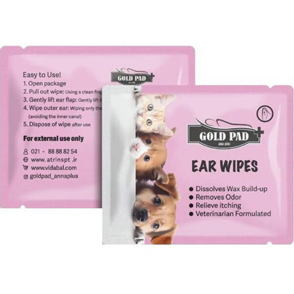 پد ساشه ای نظافت گوش حیوانات خانگی گلد پد100عددی - Gold Pad Ear Wipes - Image 1