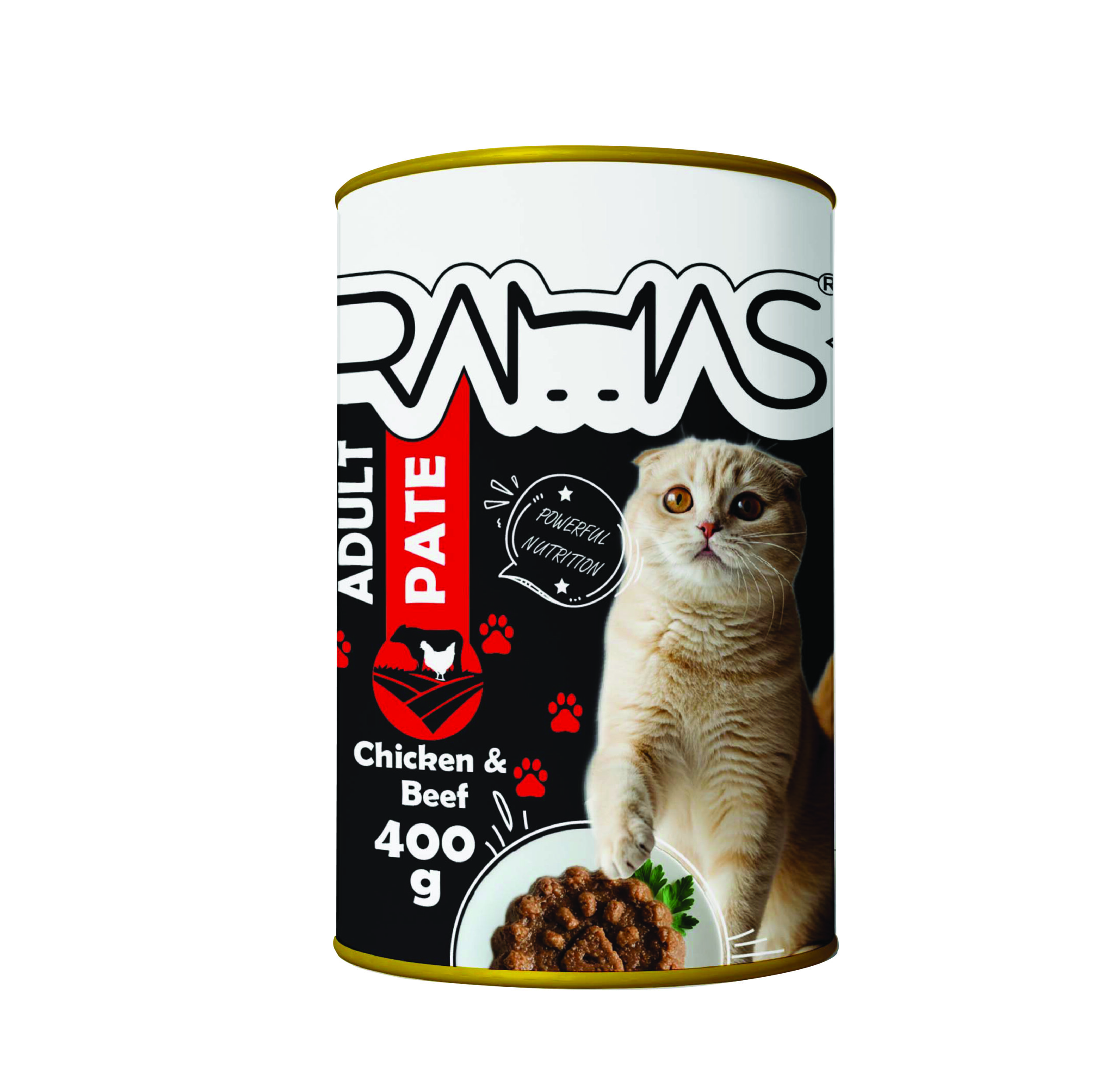 یبلاتن غذا کنسرو پته گربه راماس مدل مرغ و گوشت گاو 400 گرم - Image 1